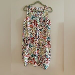 J. Jill Floral Sleeveless Linen Dress